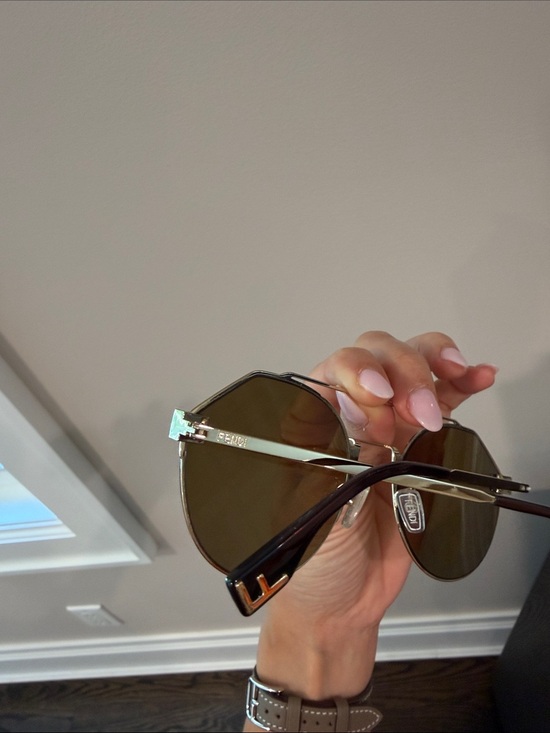 Fendi women Gold Metal Round Sunglasses with Brown Lenses